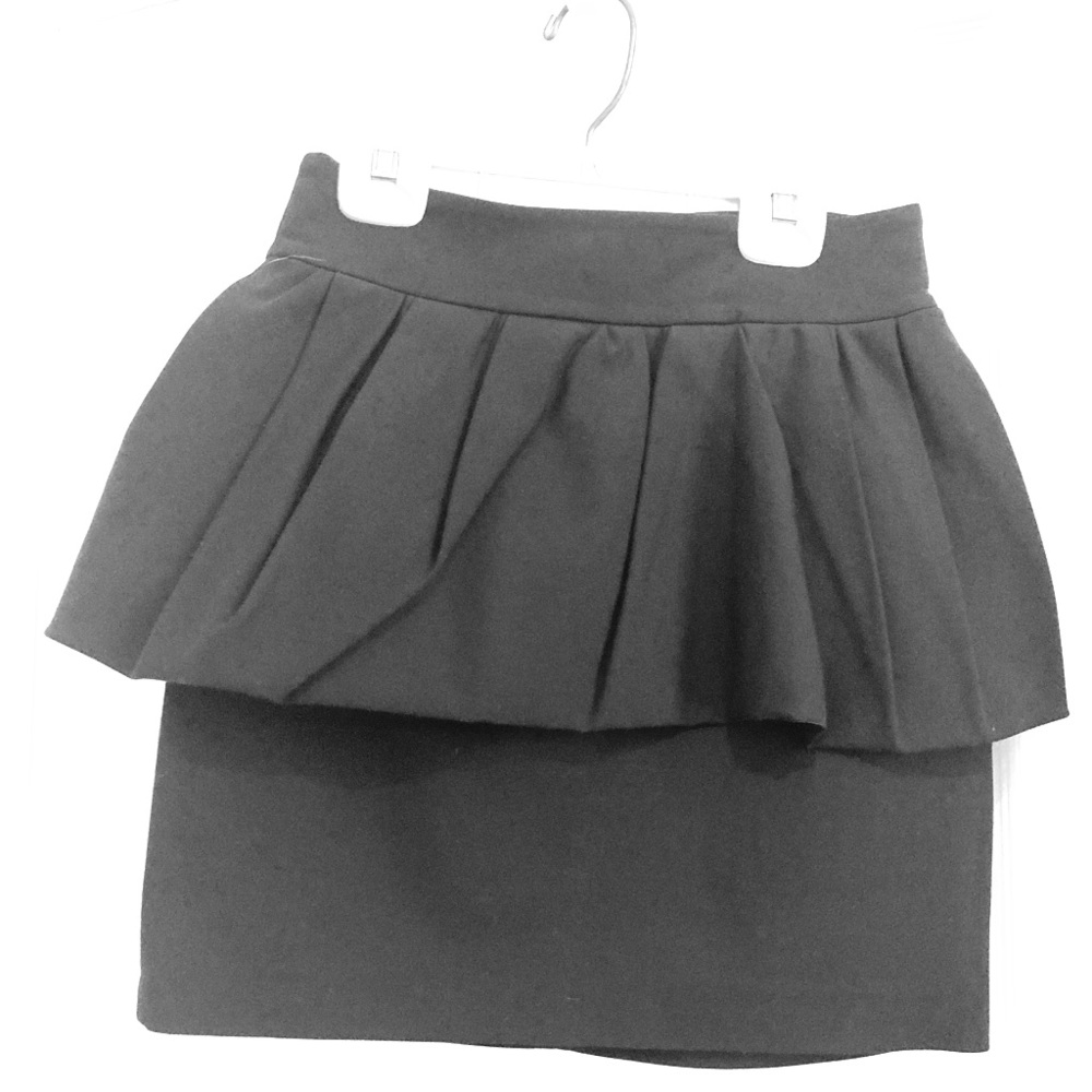 Zara black peplum mini pencil skirt XS